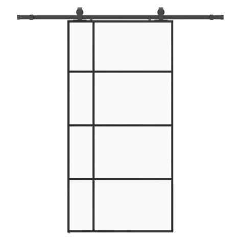 vidaXL Posuvné dveře se sadou kování černé 102,5x205 cm ESG Glass