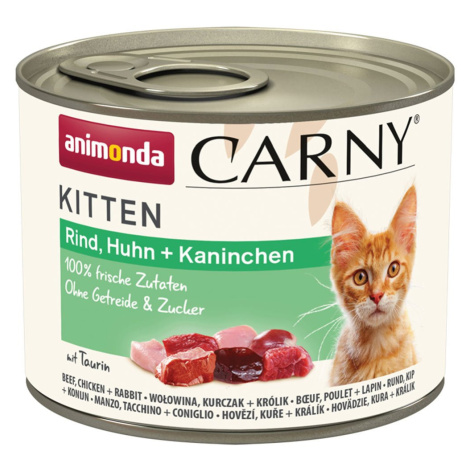 Animonda Carny Kitten hovězí, kuřecí a králičí maso 24 × 200 g