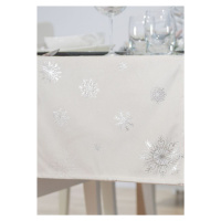 Vánoční ubrus - běhoun na stůl SNOWFLAKE krémová/stříbrná 40x160 cm Mybesthome