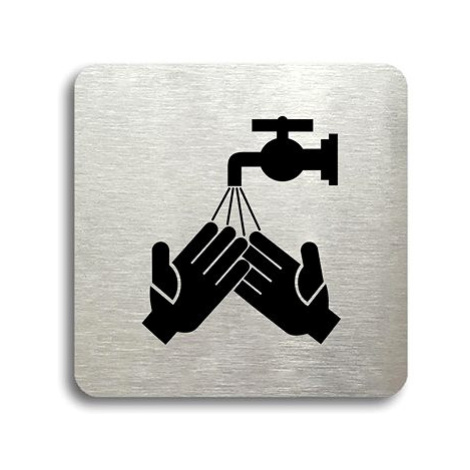 Accept Piktogram "umyjte si ruce" (80 × 80 mm) (stříbrná tabulka - černý tisk bez rámečku)
