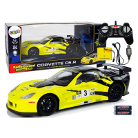 mamido  Sportovní autíčko Corvette C6R 1:18 na dálkové ovládání RC žluté s efekty RC