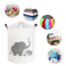 TULIMI Koš na hračky, uzavíratelný, Tulimi, bavlna, Elephant - bílý, 43 L