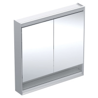 Geberit ONE - Zrcadlová skříňka s LED osvětlením, 900x900x150 mm, 2 dvířka, s nikou, hliník 505.