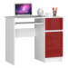 Počítačový stůl PIKSEL pravá bílá/červená lesk
