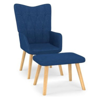 Relaxační křeslo se stoličkou modré textil, 327538