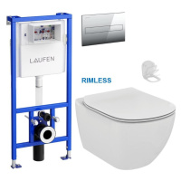 LAUFEN Rámový podomítkový modul CW1 SET s chromovým tlačítkem + WC Ideal Standard Tesi se sedátk