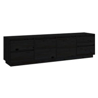 Shumee TV skříňka černá 176 × 37 × 47,5 cm masivní borové dřevo