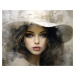 Obrazy na stěnu - Dívka v béžovém klobouku Rozměr: 40x50 cm, Rámování: bez rámu a bez vypnutí pl