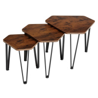 tectake 404734 odkládací stolek torquay – set - Industriální dřevo tmavé, rustikální - Industriá
