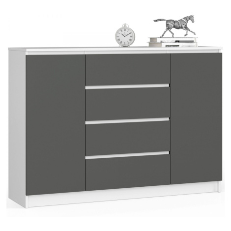 Ak furniture Komoda TOVE K 140 cm bílá/grafit