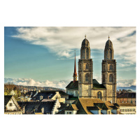 Fotografie Switzerland, Zurich, View of Great Minster, SilvanBachmann, 40x26.7 cm