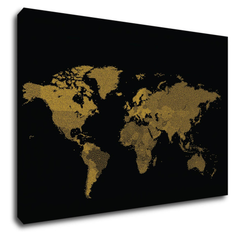 Impresi Obraz Mapa světa černo zlatá - 90 x 60 cm