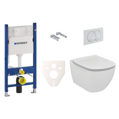 Závěsný set WC TESI Ideal Standard + modul Geberit Duofix s tlačítkem Delta 20 bílé SIKOGES5F0