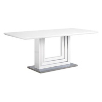 Bílý jídelní stůl 180x90 cm se základnou s nerezové oceli KALONA, 127808