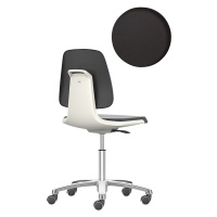 bimos Pracovní otočná židle LABSIT, pět noh s kolečky, sedák s koženkovým potahem, bílá barva