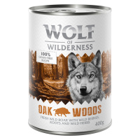 Wolf of Wilderness konzervy 6 x 400 g , 5 + 1 zdarma! - Oak Woods - s divočákem