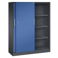 C+P Skříň s posuvnými dveřmi ASISTO, výška 1617 mm, šířka 1200 mm, černošedá/enciánová modrá