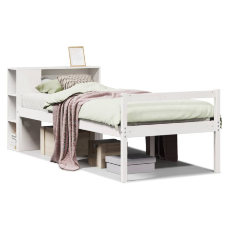 vidaXL Postel s knihovnou bez matrace bílá 75x190 cm masivní borovice