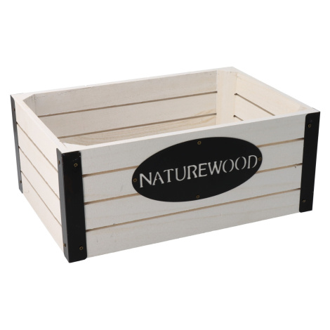 Dřevěná bedýnka s kovovými hranami nature wood 31 x 21 x 13 cm Orion