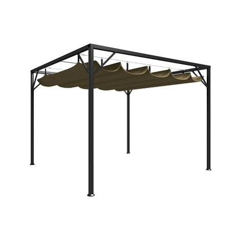 Shumee Zahradní altán se zatahovací střechou 3 × 3 m taupe 180 g/m2