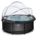 Bazén s krytem pískovou filtrací a tepelným čerpadlem Black Leather pool Exit Toys kruhový ocelo
