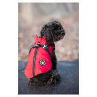 Vsepropejska Diamant zimní bunda pro psa s postrojem Barva: Červená, Délka zad (cm): 25, Obvod h