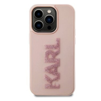 Karl Lagerfeld 3D Rubber Glitter Logo Karl Zadní Kryt pro iPhone 15 Pro Max Pink