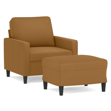 vidaXL Křeslo s podnožkou hnědé 60 cm samet