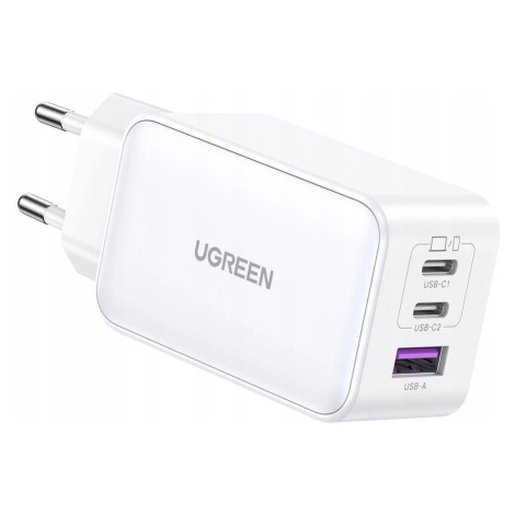 Rychlá síťová nabíječka Gan Ugreen Cd244 65W Usb-A 2X Usb-C Bílá