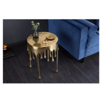 Estila Art-deco jedinečný příruční stolek Bellair ve zlaté barvě s kruhovou podstavou 37cm