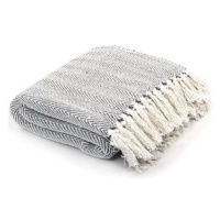 Bavlněná deka se vzorem rybí kosti 220 × 250 cm šedá