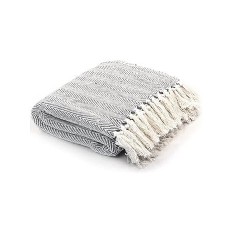 Bavlněná deka se vzorem rybí kosti 220 × 250 cm šedá SHUMEE