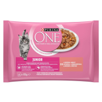 Purina ONE Junior minifiletky s lososem a mrkví ve šťávě 4×85g