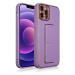 Flexibilní electroplating silikonové pouzdro se stojánkem na Samsung Galaxy A12 5G Purple