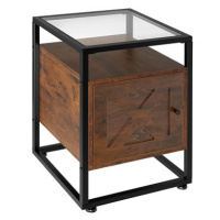 TecTake Noční stolek Kidderminster 40 × 43 × 60,5 cm - Industrial tmavé dřevo