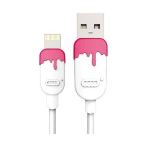 Kabel Lightning na USB, gumový 1m, CC, bílá/růžová Olpran