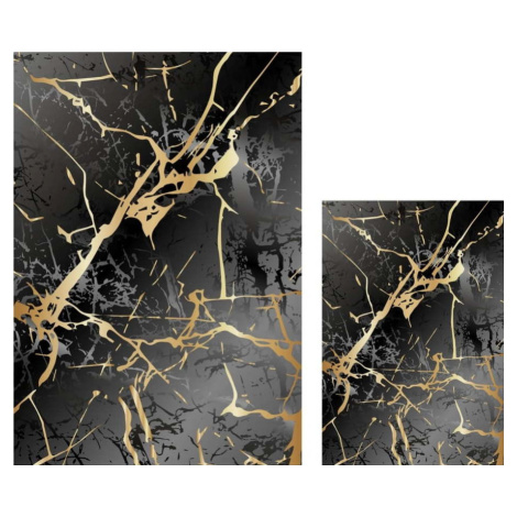 Koupelnové předložky v černo-zlaté barvě v sadě 2 ks 60x100 cm Marble – Mila Home