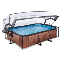 Bazén s krytem a filtrací Wood pool Exit Toys ocelová konstrukce 300*200 cm hnědý od 6 let