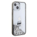 Karl Lagerfeld hard silikonový obal iPhone 15 6.1" Transparentní Liquid Glitter Choupette