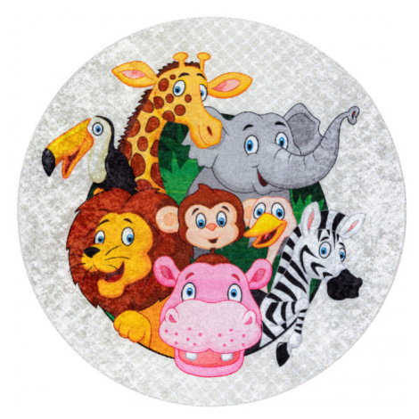 Dětský koberec JUNIOR 51595.801 zvířátka / Afrika kruh, šedý