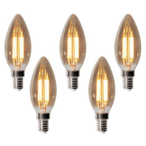 Sada 5 stmívatelných LED žárovek E14 B35 kouřová 4W 300 lm 2200K LUEDD