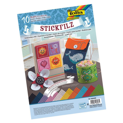 Perforovaný filc k vyšívání - 10 listů - mix barev Bringmann - Folia Paper