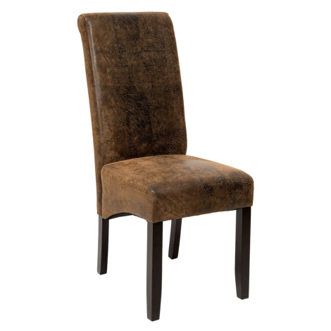 tectake 400554 jídelní židle ergonomická, masivní dřevo - vintage hnědá - vintage hnědá