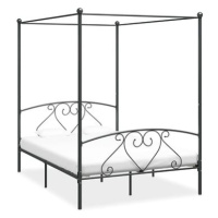 SHUMEE postel s nebesy 140 × 200 cm, kovová, šedá