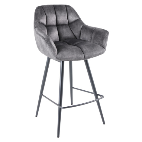 Estila Designová industriální otočná barová židle Mariposa s prošívaným sametovým potahem a kovo