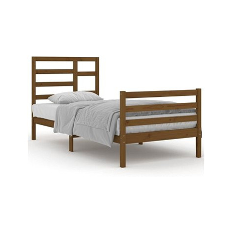 Rám postele medově hnědý masivní dřevo 90 × 200 cm, 3105848 SHUMEE