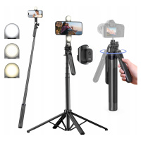 2v1 Stativ Selfie Stick Dlouhá Bluetooth hůl Tripod 175cm 1.75m Led světlo