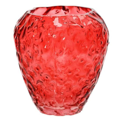 Váza skleněná ve tvaru jahody červená 26cm Kaemingk