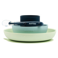 NATTOU Set jídelní silikonový zeleno modrý bez BPA 4 ks