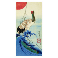 Obrazová reprodukce The Wave, The Crane & The Rising Sun - Utagawa Hiroshige, (20 x 40 cm)